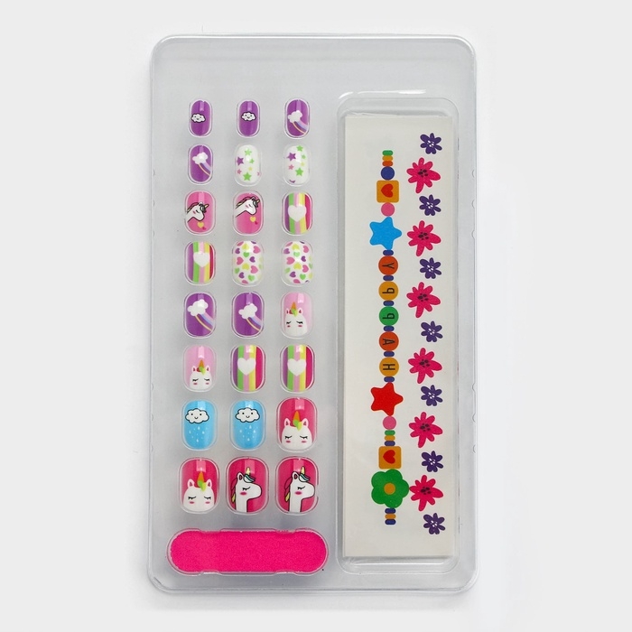 Накладные ногти детские с татуировками &laquo;Малыши&raquo;, 24 шт