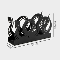 Салфетница Magistro &laquo;Змея&raquo;, 14&times;4&times;8,5 см, цвет чёрный