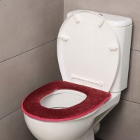 Чехол на сиденье для унитаза на липучках Доляна &laquo;Плюш&raquo;, 34&times;40 см, цвет МИКС