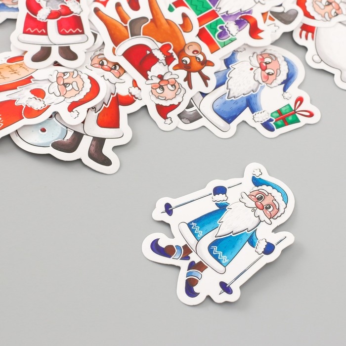 Наклейки для творчества "Дед Мороз и Новый год" тиснение серебро набор 48 шт 9х7х0,8 см