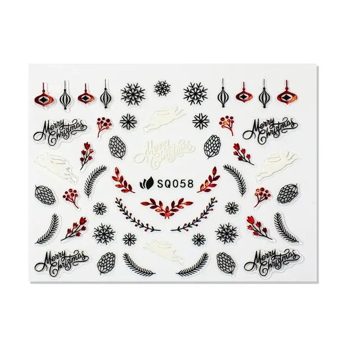 Наклейки для ногтей &laquo;Новый год&raquo;, объёмные, фольгированные, разноцветные