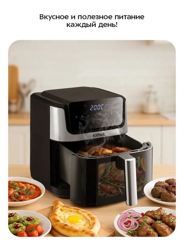 Аэрогриль электрический КТ-2284 - 6.5 л - 1800 Вт