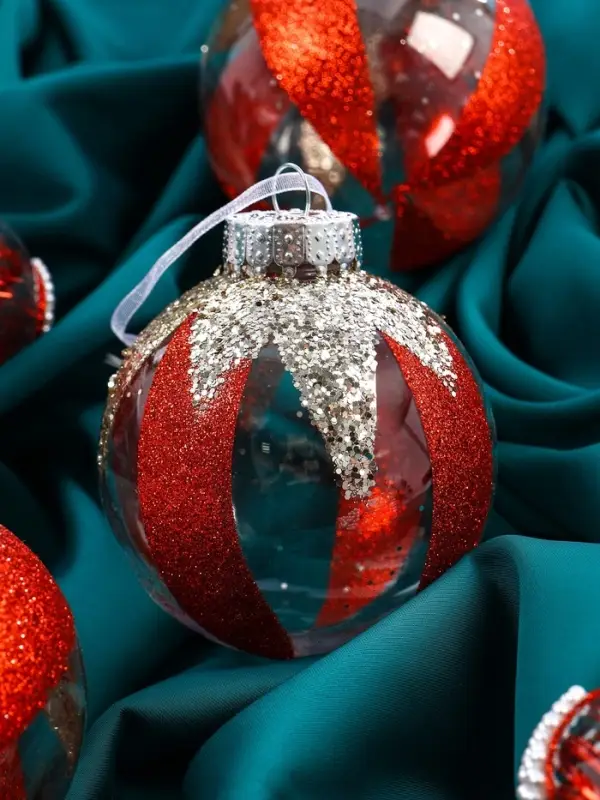 Набор шаров пластик d-8 см, 6 шт "Мелвин" красно-белый