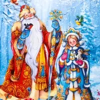 Пакет подарочный новогодний ламинированный, &laquo;Дед Мороз и Снегурочка&raquo; , 18&times;10&times;22.3 см