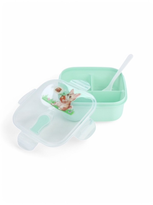 Ланч-бокс с клапаном, 3 секции, "Зайка", 14 х 14 х 5 см