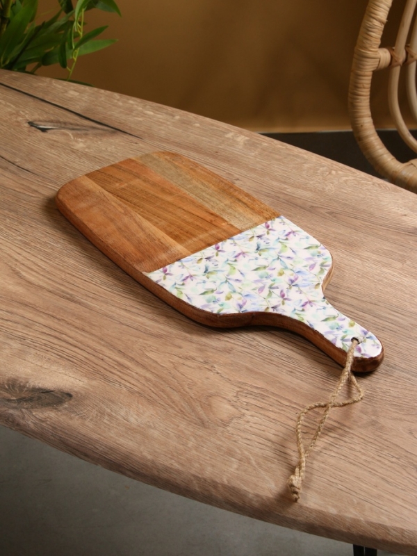 Доска разделочная прямоугольная "Оттенки сирени" дерево манго 41х18 см