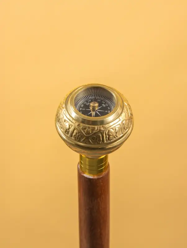 Трость с компасом 93 см, латунь, дерево