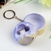 Шкатулка на кольце металл "Девочка с цветами" МИКС 2,1х4,5х4,5 см