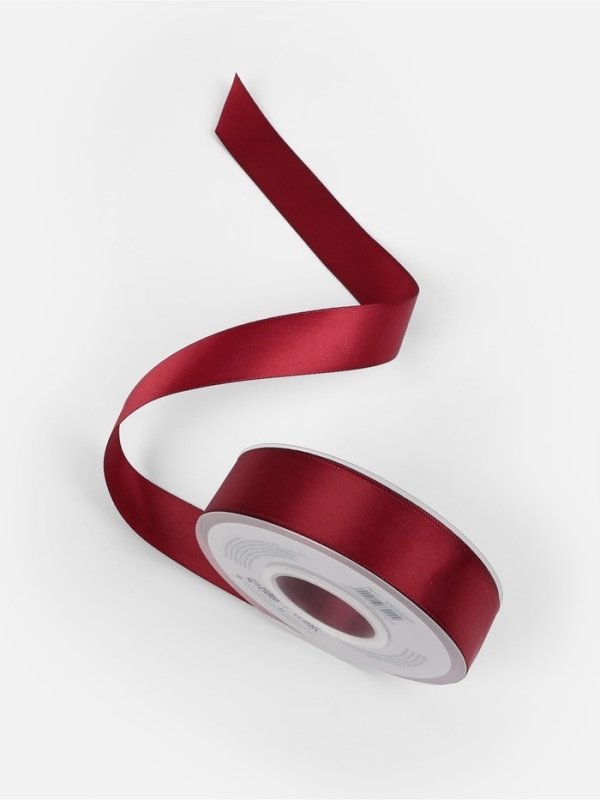 Лента атласная двухсторонняя №0789 25мм*25&plusmn;1м бордовый TR