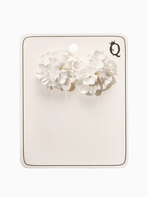 Серьги "Цветок бархатец", цвет белый перламутр