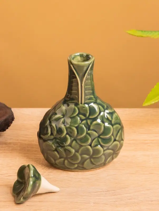 Сосуд для масла &laquo;Тропики&raquo;, 9&times;5.5&times;14 см, керамика, зелёный