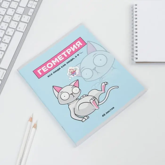 Тетрадь в клетку, предметная, 48 л.,на скрепке, А5 &laquo;ПЕРСОНАЖИ. Геометрия&raquo;