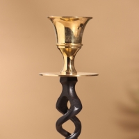 Подсвечник на 1 свечу "Спираль" латунь, черный с золотом 7х19 см