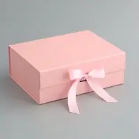 Коробка подарочная с бантом складная 29 х 22 х 10,5 см Розовая