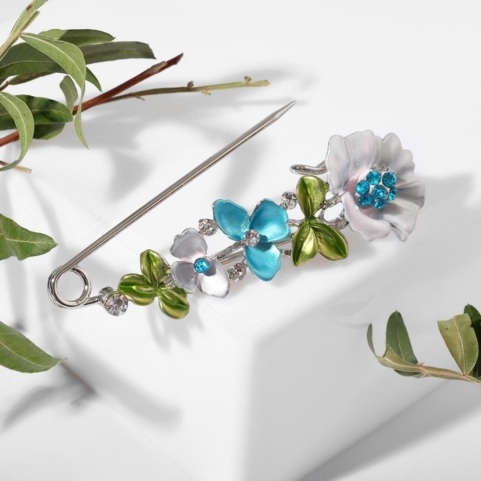 Булавка &laquo;Цветочная&raquo; дорожка, 7,5см, цветная в серебре