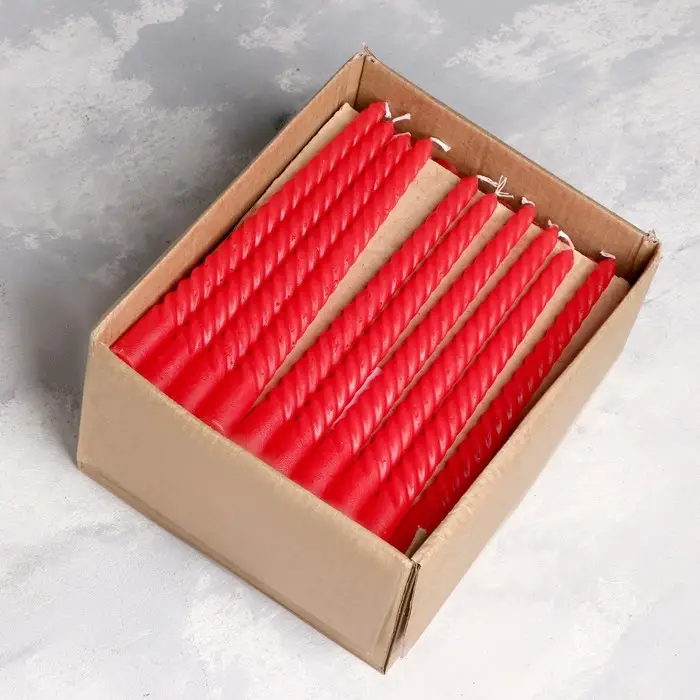 Свеча витая, 2,2х 25 см, красная, "Богатство Аромата"