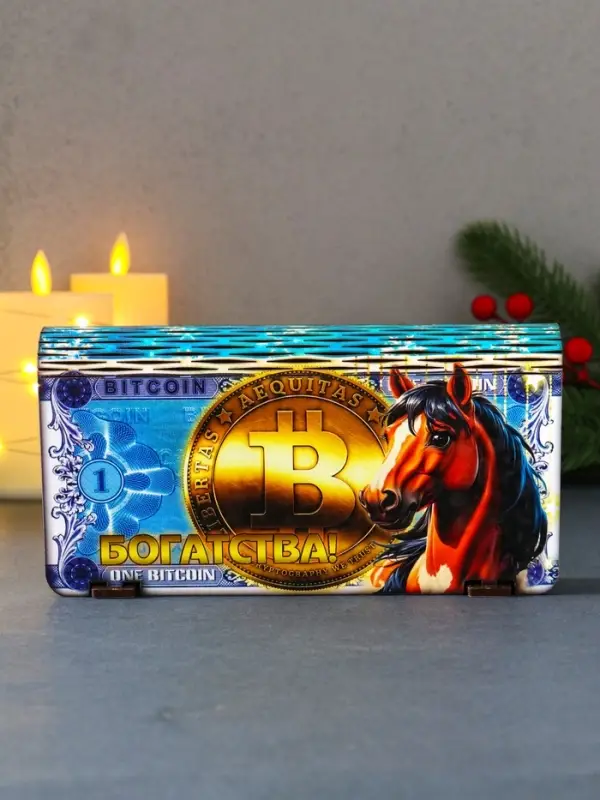 Купюрница новогодняя Биткоин "Богатства" 18х9,5х3,5 см