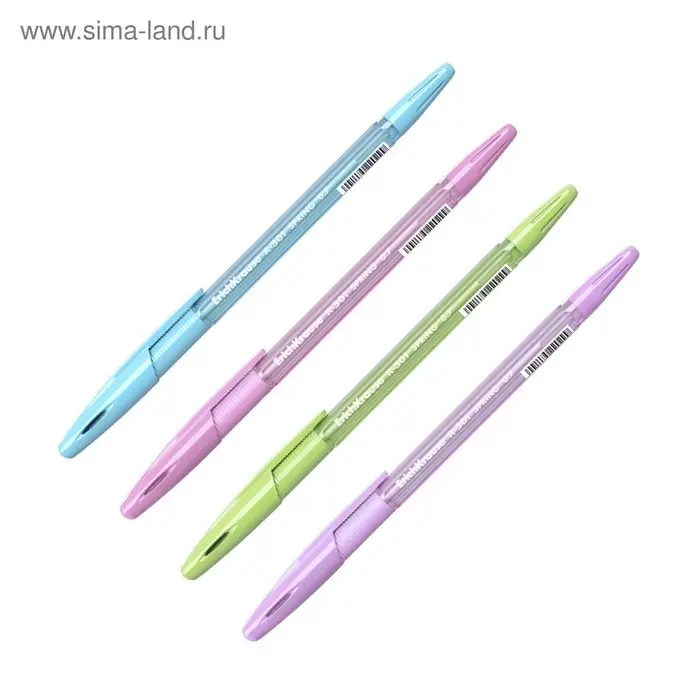 Ручка шариковая ErichKrause R-301 Spring Stick & Grip, узел 0.7 мм, чернила синие, резиновый держатель, длина линии письма 2000 метров,МИКС