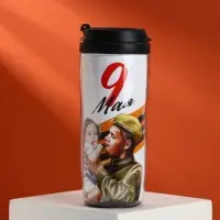 Термостакан на День Победы со вставкой &laquo;9 мая. Спасибо за мирное небо!&raquo;, 350 мл