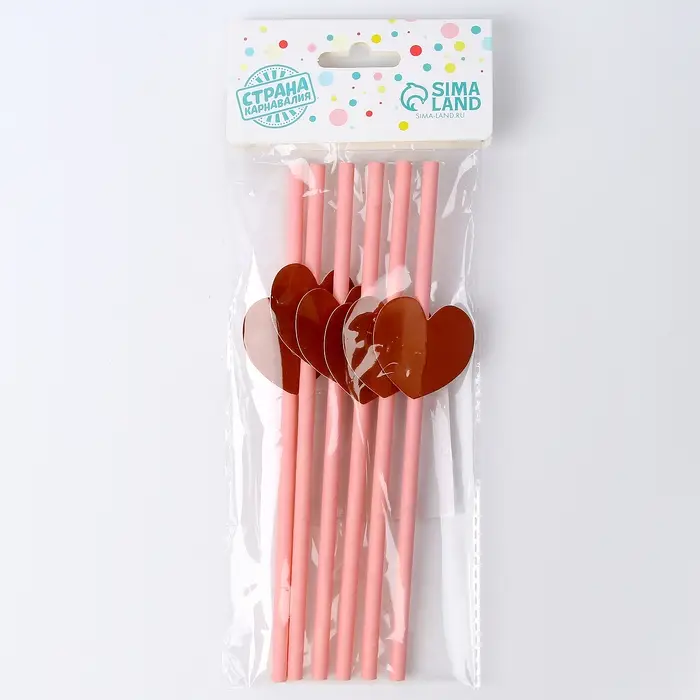Трубочки для коктейля &laquo;Сердце&raquo;, набор 6 шт.
