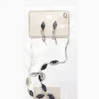 Набор 2 пред-а: серьги, колье "Вечерний шик" лепестки, цвет бело-тёмно-синий в серебре