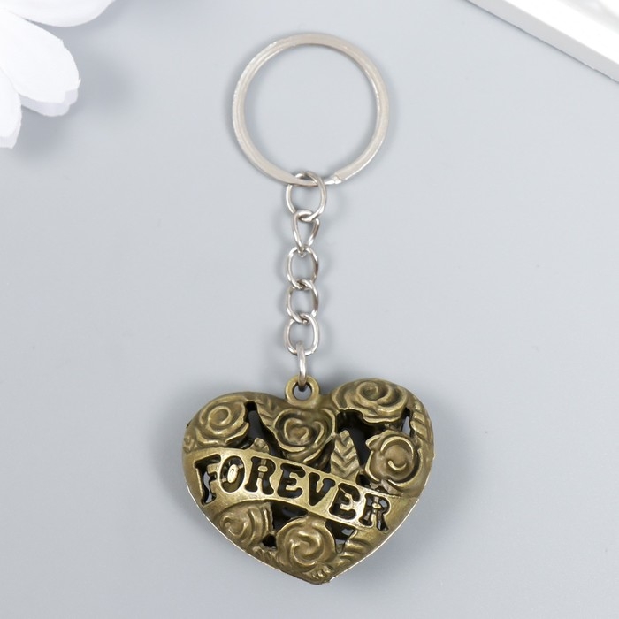 Брелок металл "Сердце с розами - Forever" 4х3 см