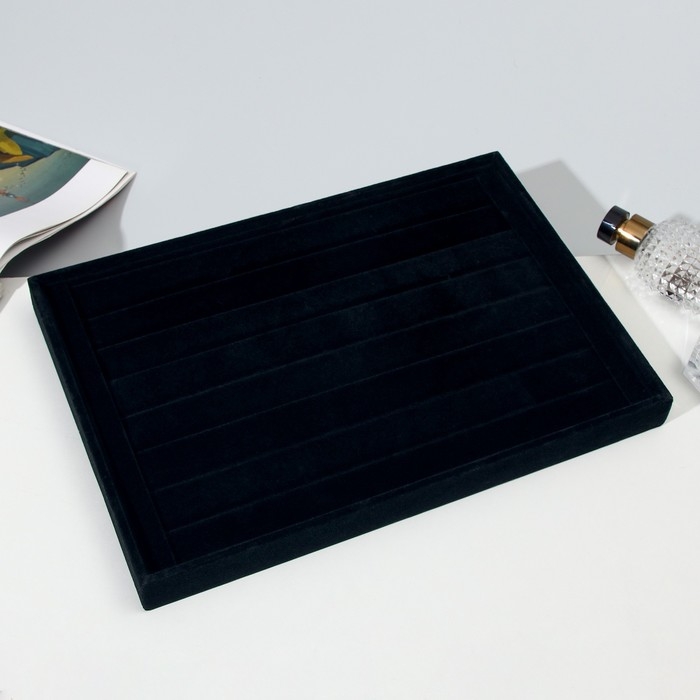 Подставка для колец 7 полос, флок, 35&times;24&times;3 см, цвет чёрный