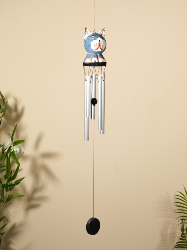 Музыка ветра "Кот" дерево, алюминий 9х8х100 см
