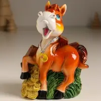 Копилка полистоун "Коняшка у забора с монетками" 9,5х5х12,8 см