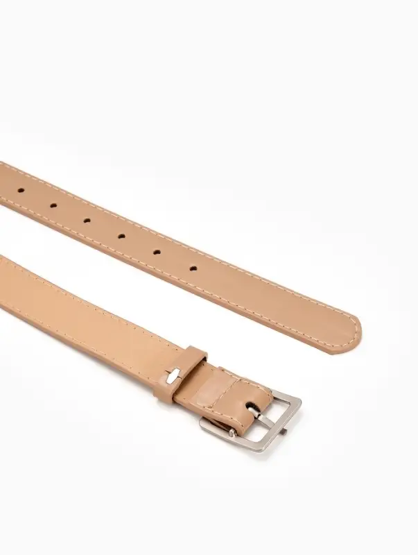 Ремень жен 05-01-02-01, Июнь2508, 3*0,3*110 см, без винта, пряж мат металл, 1 прокол, беж