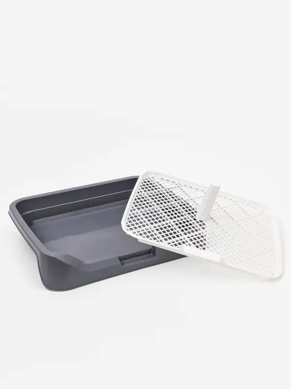 Туалет для собак 48 х 39 х 8,5 см с бортами, съёмной решеткой и столбиком, серый