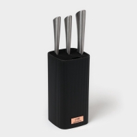 Подставка для ножей Доляна &laquo;Loft&raquo;, 11&times;11&times;22 см, пластик, чёрный