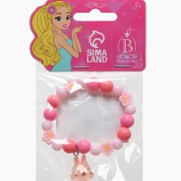 Браслет детский "Выбражулька" фимо с бусинами, зайчик с бусинами, цвет розовый