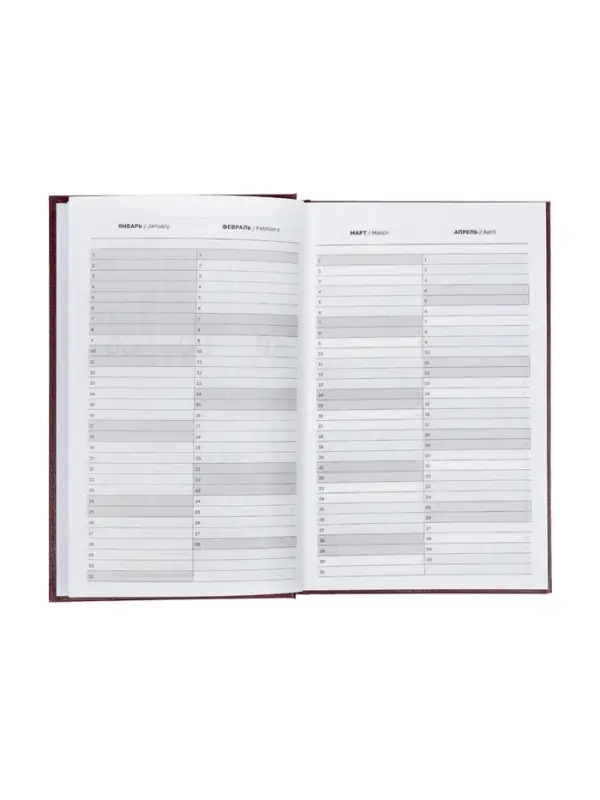 Ежедневник датир 2026г А5 168л б/вин, Бордо