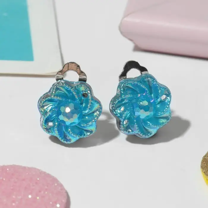 Серьги клипсы детские Выбражулька &laquo;Блестящие цветы&raquo;, миксы