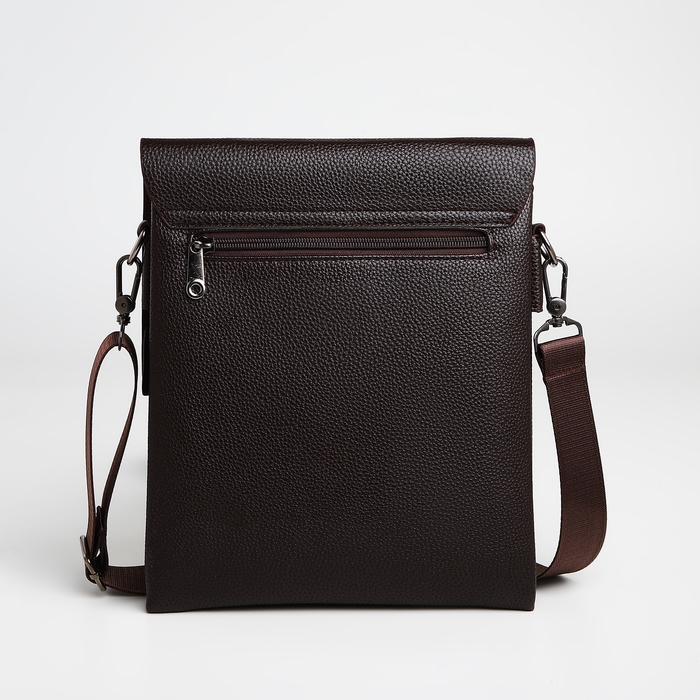 Сумка мужская через плечо TEXTURA, наружный карман, цвет коричневый