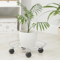 Подставка для цветов на колёсиках Доляна, 32&times;32&times;10 см, цвет хром