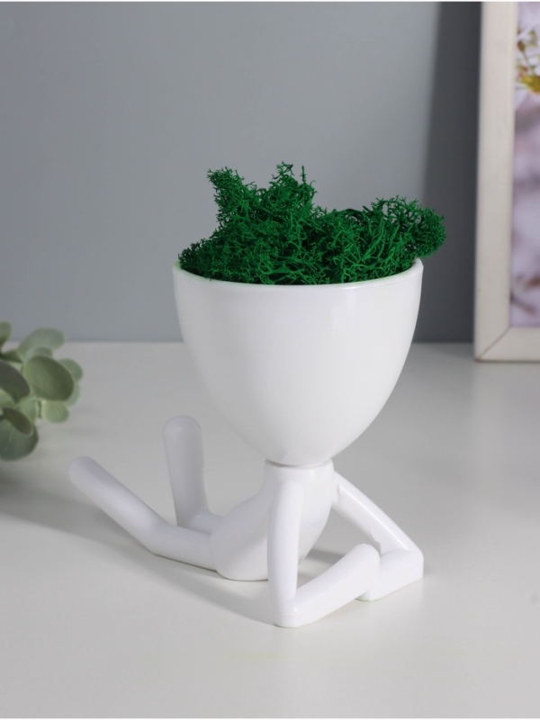 Кашпо пластиковое "Мистер Грин на лайте" 9,7*12*7,3 см белый