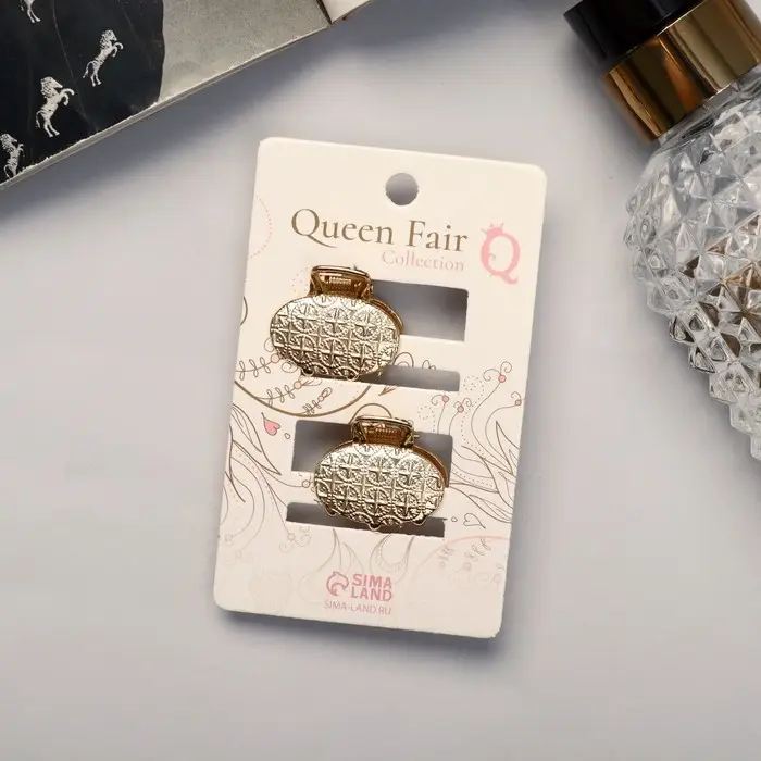 Краб для волос Краб для волос "Либерти" (набор 2 шт) геометрия овал, 2,5 см, золото