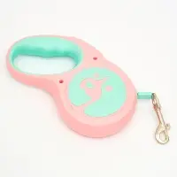 Рулетка - поводок для собак, лента  3 м, розовая/мятная