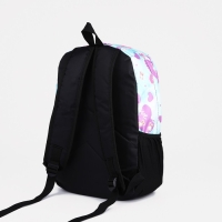 Рюкзак школьный на молнии, 3 наружных кармана, цвет голубой/сиреневый