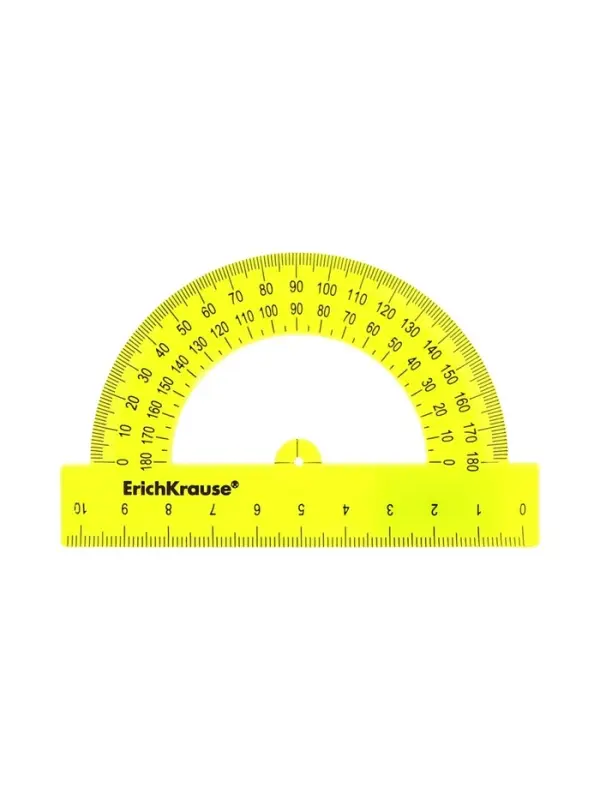 Транспортир 10см 180&deg;, ErichKrause "Neon Solid", пластик, непрозрачный, коробка-дисплей, МИКС