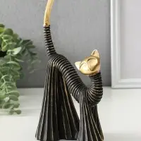 Сувенир полистоун "Кошка в клёшах" чёрно-золотая 7,5х15х25 см