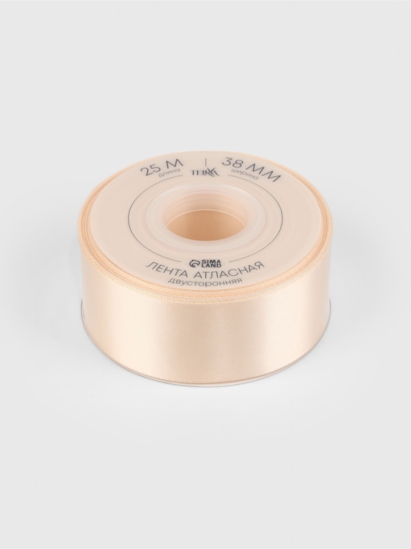 Лента атласная двухсторонняя №112 38мм*25&plusmn;1м айвори TR