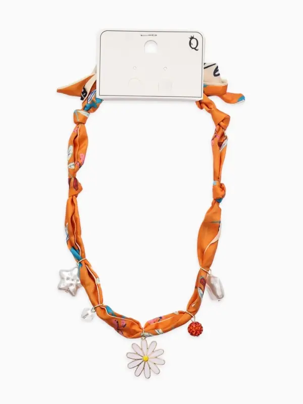 Колье-чокер на платке "Стиль". цвет оранжевый с золотом