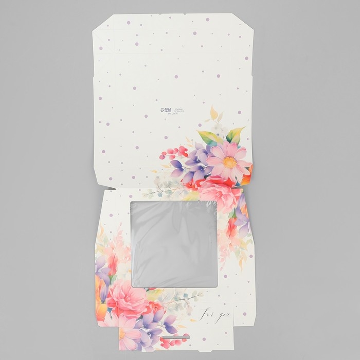 Кондитерская упаковка, коробка с ламинацией &laquo;Цветы&raquo;, 20 х 20 х 4 см