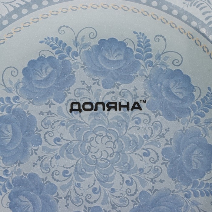 Подставка стеклянная для яиц Доляна &laquo;Цветочная роспись&raquo;, 3 ячейки, 21&times;18 см, цвет белый