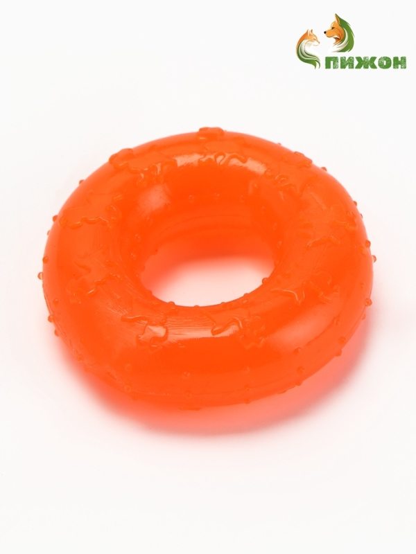 Игрушка жевательная "Кольцо" прозрачная, PP, 6,7 х 2 см, оранжевая