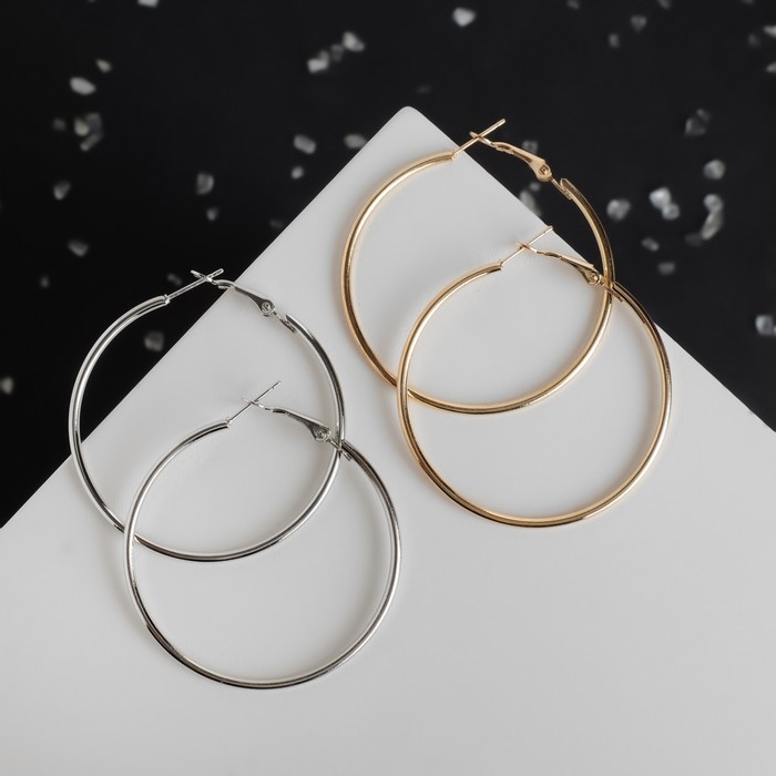 Серьги-кольца &laquo;Классика&raquo; d=5 см, цвет МИКС