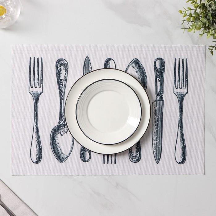 Салфетки сервировочные на стол Доляна &laquo;Сервировка&raquo;, 4 шт, 30&times;45 см, цвет белый